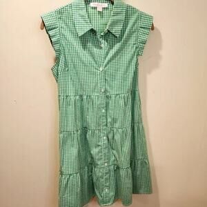 Monteau LA Green & White Gingham Ruffled Sundress – Size S